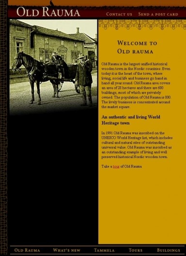 Figura 3: Old Rauma, tela de abertura do website da cidade finlandesa de Old Rauma