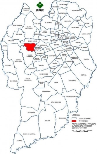 Mapa 1: Localização do bairro Mossunguê na cidade de Curitiba (PR) Fonte: IIPPUC, 2001
