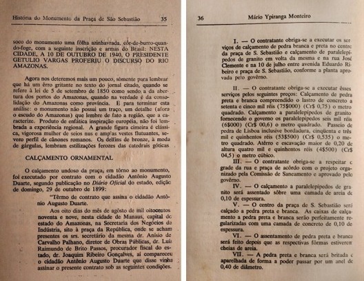 Contrato de 1899 para assentamento do piso com desenho de ondas, na praça São Sebastião, em Manaus