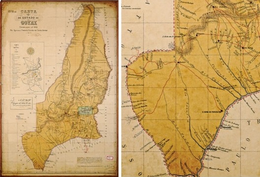Carta Topographica e Administrativa da Provincia de Goyaz e destaque da região sudoeste