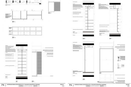 Edifício Jaguaribe, prancha de detalhamento do trabalho da aluna Clara Gessinger, 2014/2