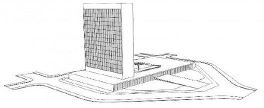 Assembleia de Minas Gerais, concurso de 1962. Proposta dos arquitetos Abrahão Sanovicz, Jorge Wilheim, Paulo Melo Zimbres e Miguel Juliano e Silva