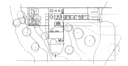 Residência Christiana Brenner, anteprojeto, planta baixa térreo, Brasília DF, 2003. Arquiteto João Filgueiras Lima