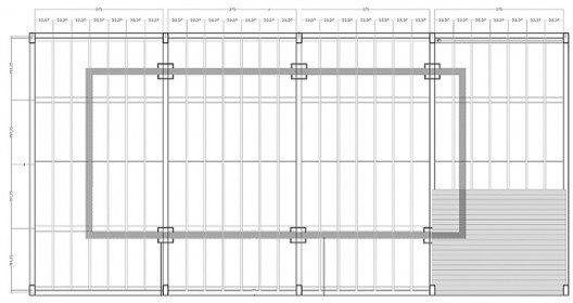 Planta das fundações do módulo infraestrutural com seis placas de apoio