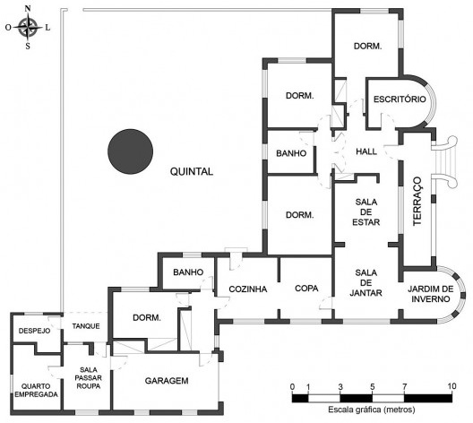 Planta da sede da Chácara Wolff, 1949