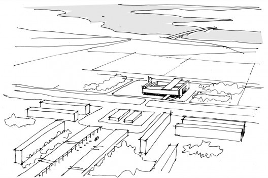 Sede do Sebrae Nacional, croquis da volumetria, Brasília DF, 2010. Arquitetos Alvaro Puntoni, Luciano Margotto, João Sodré e Jonathan Davies