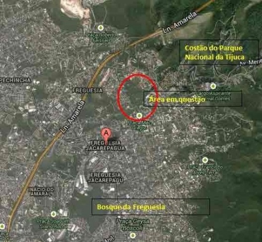 Localização das 400 árvores, Freguesia, Jacarepaguá, Rio de Janeiro