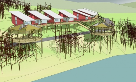 Campus Lagoa do Piau, chalés professores e estudantes, perspectiva, Caratinga MG. Arquiteto Sylvio Emrich de Podestá, 2006