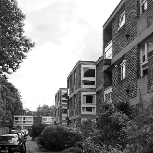 Apartamentos em Ham Common, Londres, 1957. Arquitetos James Stirling e James Gowan
