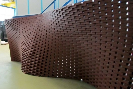 Parede construída pelo robô do DFab, semelhante à que foi exposta na Bienal de Veneza de 2008
