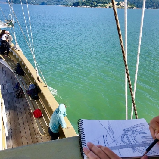 Desenhando no Barco rumo à Fortaleza