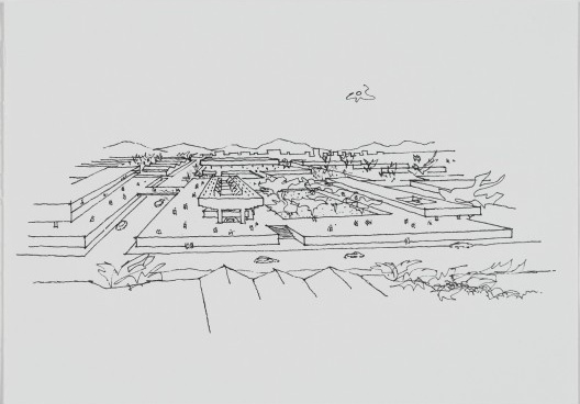 Croquis da Escola Técnica do Comércio, 1963-1965. Arquitetos Decio Tozzi e Luiz Carlos Ramos. Desenho realizado pelo arquiteto em 2009