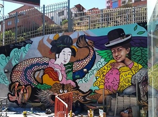 Grafite em La Paz/Bolívia, em destaque figura da “cholita”