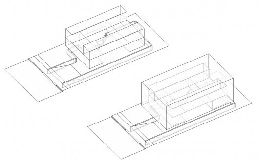 Residência KS, acima à esquerda segundo pavimento, áreas íntimas [quartos e sanitários] e abaixo à direita envoltória em tijolo maciço e cobogós, Natal RN, 2016. Arquitetos Alexandre Brasil, Paula Zasnicoff e Raquel Araújo