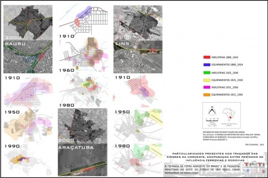 Particularidades presentes nos traçados da noroeste, comparação entre períodos, com formas de organização do traçado urbano no início do século 20, período do desenvolvimento ferroviário e as transformações deste processo com o desenvolvimento rodoviário