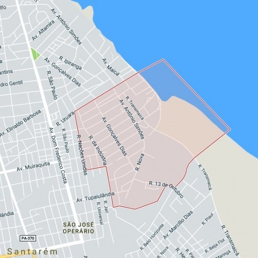 Mapa delimitado do bairro Uruará