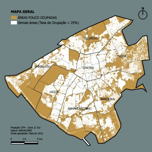 Áreas pouco ocupadas