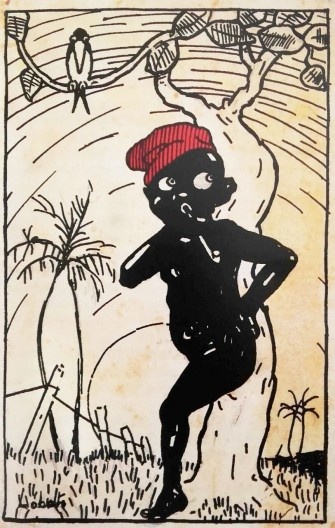 O Saci, personagem símbolo de Monteiro Lobato, em desenho nanquim do próprio escritor