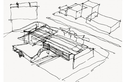 Terminal Digital do Ensino, croqui de concepção, São Caetano do Sul, 2008. Arquiteto José Augusto Aly