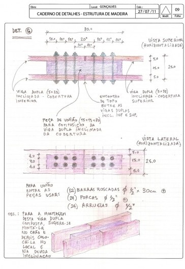 Casa em Gonçalves, desenhos de concepção estrutural, Gonçalves MG Brasil, 2012-2013. Arquiteto André Vainer / André Vainer Arquitetos