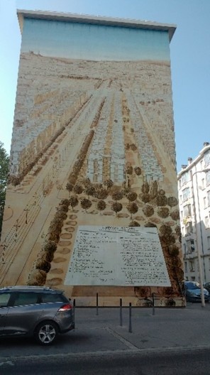 Museu Urbano Tony Garnier, mural Conjunto Estados Unidos, Lyon, França