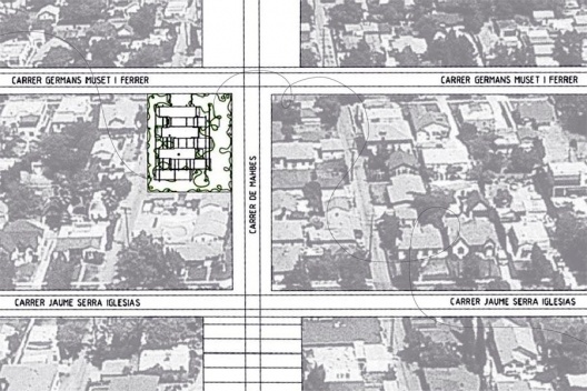 Casa Jardí 03, implantação, Igualada, Barcelona. Arquitetos Manuel Bailo e Rosa Rull, 2007
