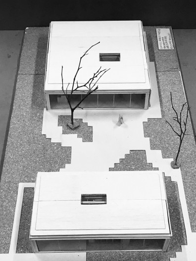 Casa Rogers, foto da maquete desenvolvida pelos alunos da disciplina Desenho Arquitetônico da Universidade São Judas Tadeu em 2018, Richard Rogers e Su Rogers, 1968-1969.