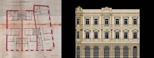 Único exemplar do séc. XIX de edifício de apartamento que subsiste parcialmente na R. Floriano Peixoto em São Paulo, projetado por Giulio Micheli em 1896. Na planta aparece o quarto da criada, o WC e as alcovas com aberturas para o “poço de ventilação\"