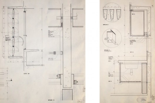Residência do arquiteto, desenhos de detalhamento. Arquiteto Carlos Millan