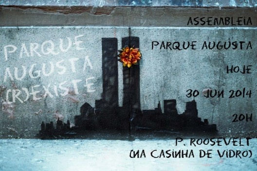 Um dos inúmeros memes de divulgação das assembleias públicas e horizontais que acontecem toda segunda-feira na Praça Roosevelt às 20h