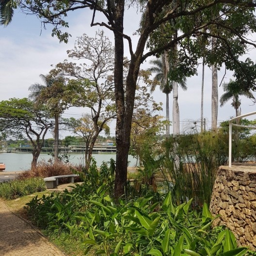 Paisagismo no trajeto de saída da Casa