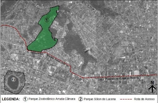 Localização do Parque Zoobotânico Arruda Câmara