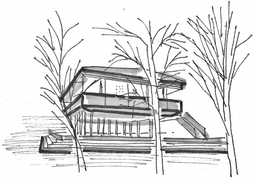 Casa tropical montada delante de la Tate Modern en Londres en 2009 para una exposición sobre Jean Prouvé