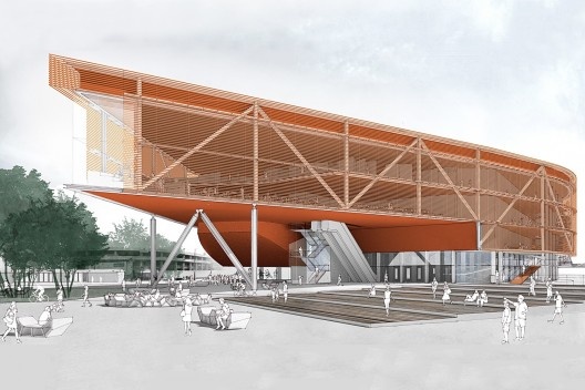 Concurso Anexo da Biblioteca Nacional, perspectiva, Rio de Janeiro, 1º lugar, arquiteto Hector Ernesto Vigliecca Gani