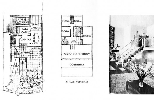 Projeto de uma casa unifamiliar de meios níveis ou ‘semi-planos”. A continuidade visual confere no entendimento leigo um ‘interior moderno’