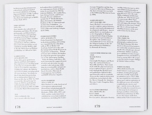 Livro “Utopia/Dystopia, A Paradigma Shift in Art e Architecture”, páginas do interior do livro, organização de Pedro Gadanho, João Laia e Susana Ventura