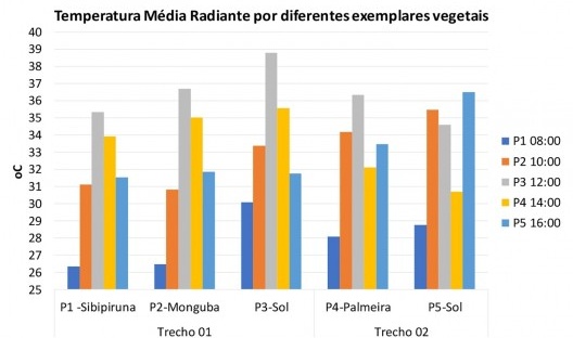 Temperatura Média Radiante para diferentes exemplares