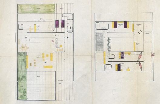 João Batista Vilanova Artigas, Residência Telmo Porto, São Paulo, 1968. Anteprojeto. Cópia heliográfica mobiliada