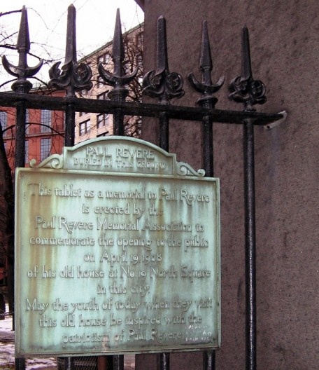 Placa em homenagem a Paul Revere no Cranary Burial Ground, Boston MA