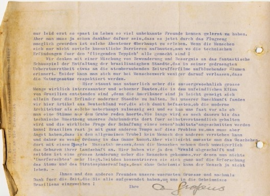 Carta de Ise Frank e Walter Gropius, de 23/4/1954