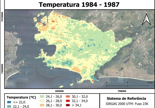 Temperatura da superfície terrestre em Niterói no período 1984–1987