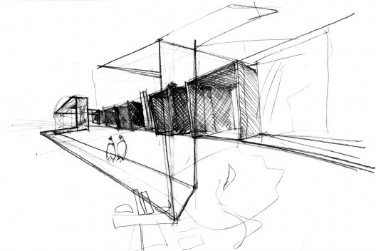 Oficina de desenho urbano MCB, perspectiva da nova entrada do museu (1ª alternativa), São Paulo, 2011