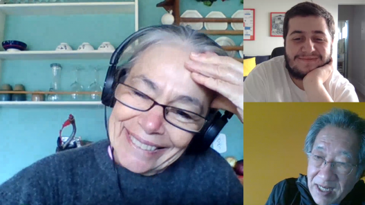 Felipe Pires, Newton Massafumi e Vera Santana Luz em entrevista por meio de plataforma digital