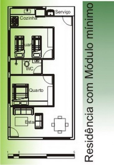 Planta baixa módulo mínimo (possibilita expansão)