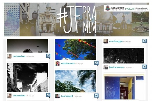Captura de tela do website do projeto #JFpramim exibindo parte do painel colaborativo no endereço www.jfpramim.com.br, 19/07/2015