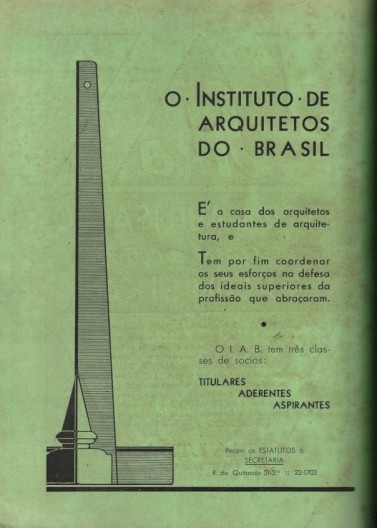 Publicidade do IAB, revista Arquitetura e Urbanismo Rio de Janeiro, n.1, 1937