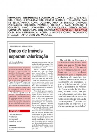 Recortes de matérias e anúncios do jornal O Diário do Norte do Paraná dos anos de 2010 e 2011