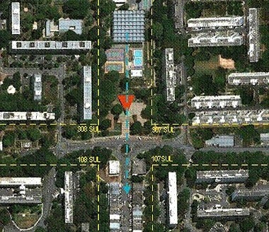 Vista aérea da igrejinha e quadras residenciais próximas