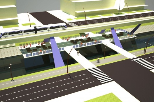 Av. Ipiranga e Arroio Dilúvio – Via Universitária, Exemplo de praças elevadas (refúgios) com áreas de estudo e lazer, Moacyr Moojen Marques e Sergio Moacir Marques.