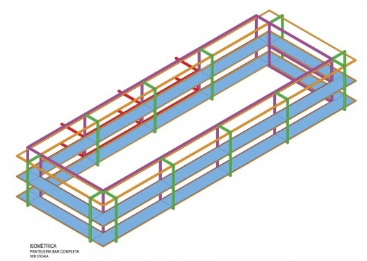 Restaurante Imakay, isométrica prateleiras, São Paulo SP Brasil, 2019. Arquitetos Alberto Barbour e Alexandre Liba / Urdi Arquitetura